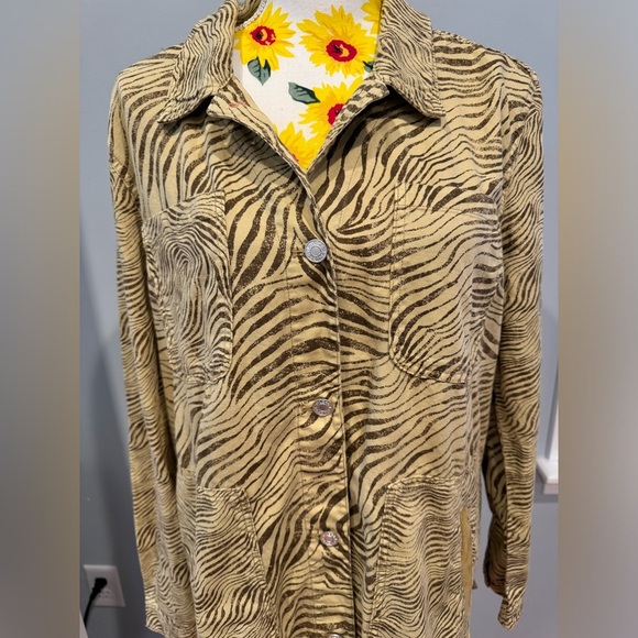 Pilcro Oversized Shacket Button Up Zebra Animal Print Size L - Picture 4 of 14